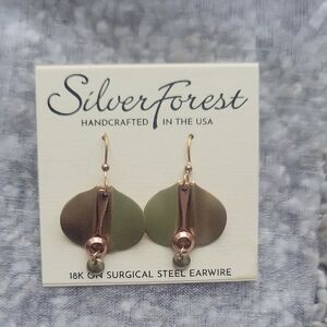 Silver Forest Gold and Copper Earrings